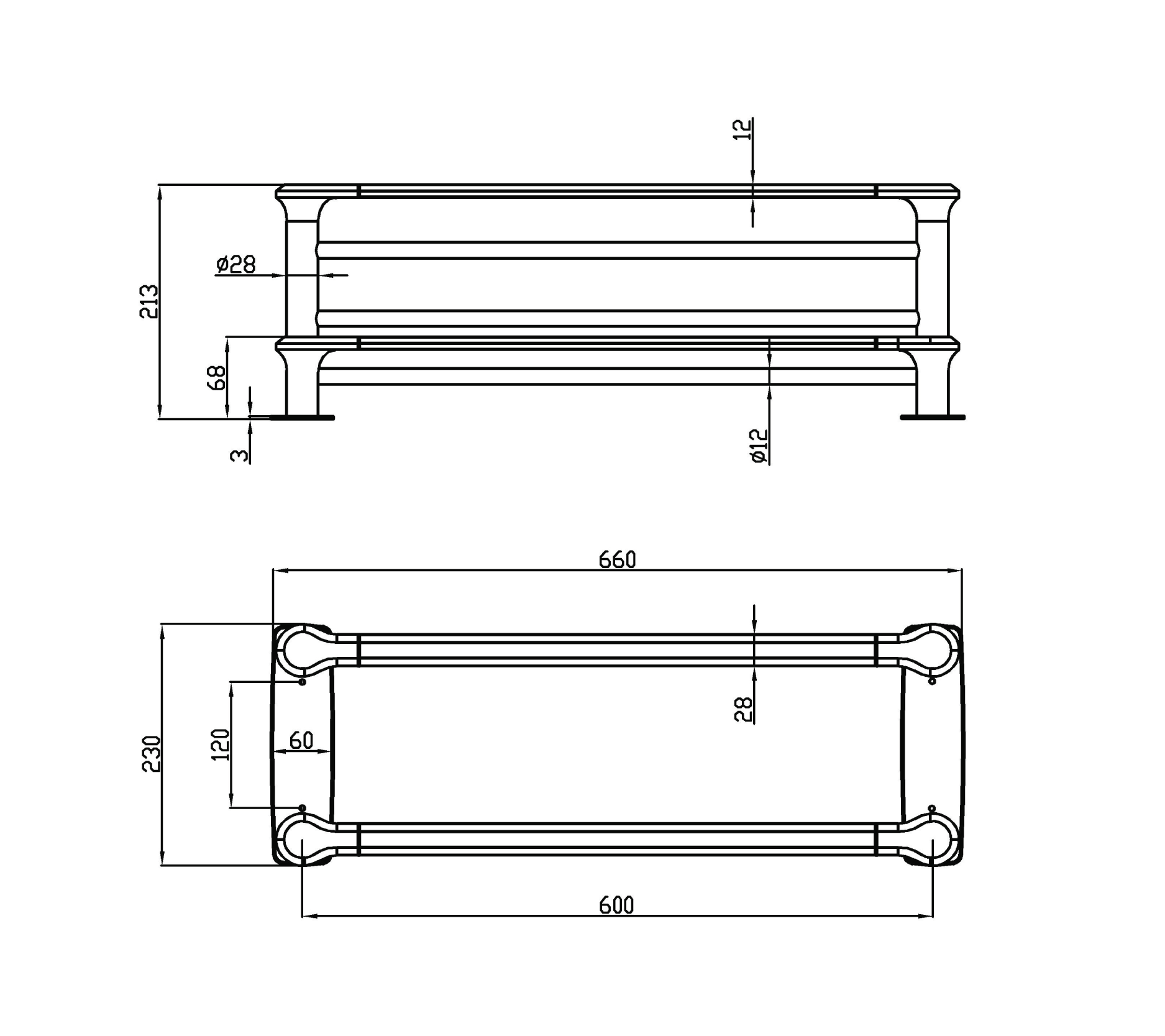 Double towel shelf - Brass