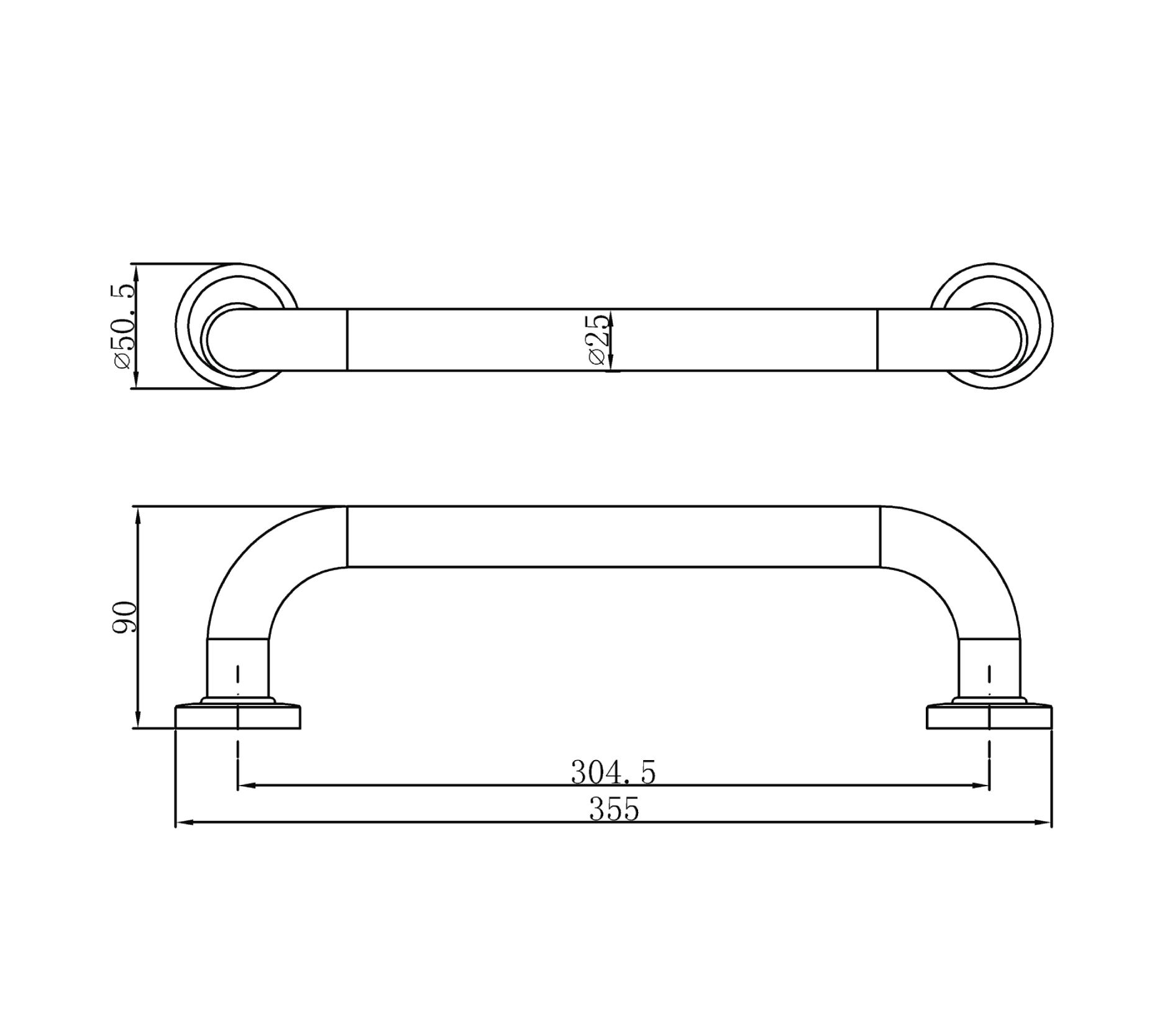 Handrail - brass - 35cm